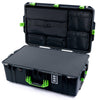 Pelican 1595 Air Case, Black with Lime Green Handles & Latches Pick & Pluck Foam with Laptop Computer Lid Pouch ColorCase 015950-0201-110-301