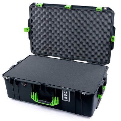 Pelican 1595 Air Case, Black with Lime Green Handles & Latches Pick & Pluck Foam with Convoluted Lid Foam ColorCase 015950-0001-110-301