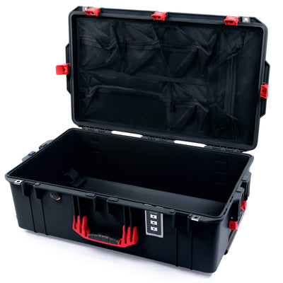 Pelican 1595 Air Case, Black with Red Handles & Push-Button Latches Mesh Lid Organizer Only ColorCase 015950-0100-110-321