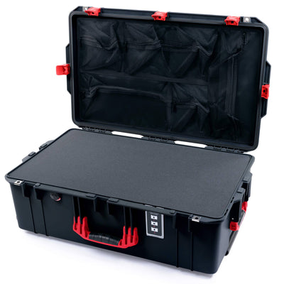 Pelican 1595 Air Case, Black with Red Handles & Push-Button Latches Pick & Pluck Foam with Mesh Lid Organizer ColorCase 015950-0101-110-321