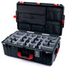 Pelican 1595 Air Case, Black with Red Handles & Push-Button Latches Gray Padded Microfiber Dividers with Laptop Computer Lid Pouch ColorCase 015950-0270-110-321