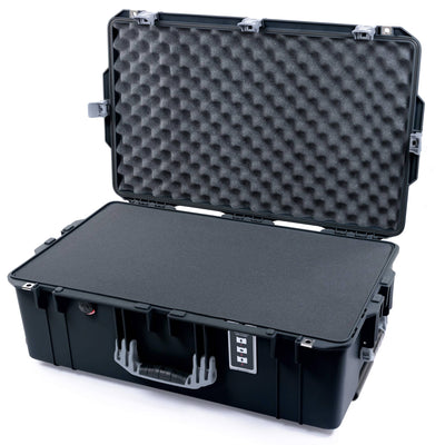 Pelican 1595 Air Case, Black with Silver Handles & Push-Button Latches Pick & Pluck Foam with Convoluted Lid Foam ColorCase 015950-0001-110-180