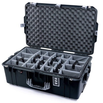Pelican 1595 Air Case, Black with Silver Handles & Push-Button Latches Gray Padded Microfiber Dividers with Convoluted Lid Foam ColorCase 015950-0070-110-180