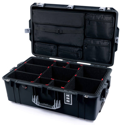Pelican 1595 Air Case, Black with Silver Handles & Push-Button Latches TrekPak Divider System with Laptop Computer Lid Pouch ColorCase 015950-0220-110-180