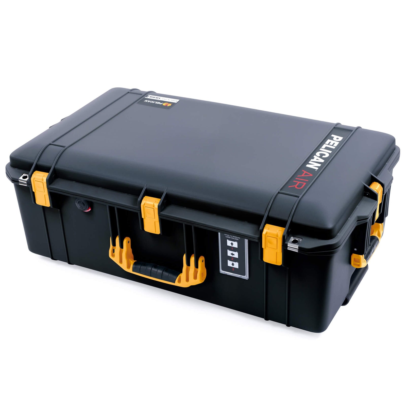Pelican 1595 Air Case, Black with Yellow Handles & Push-Button Latches ColorCase