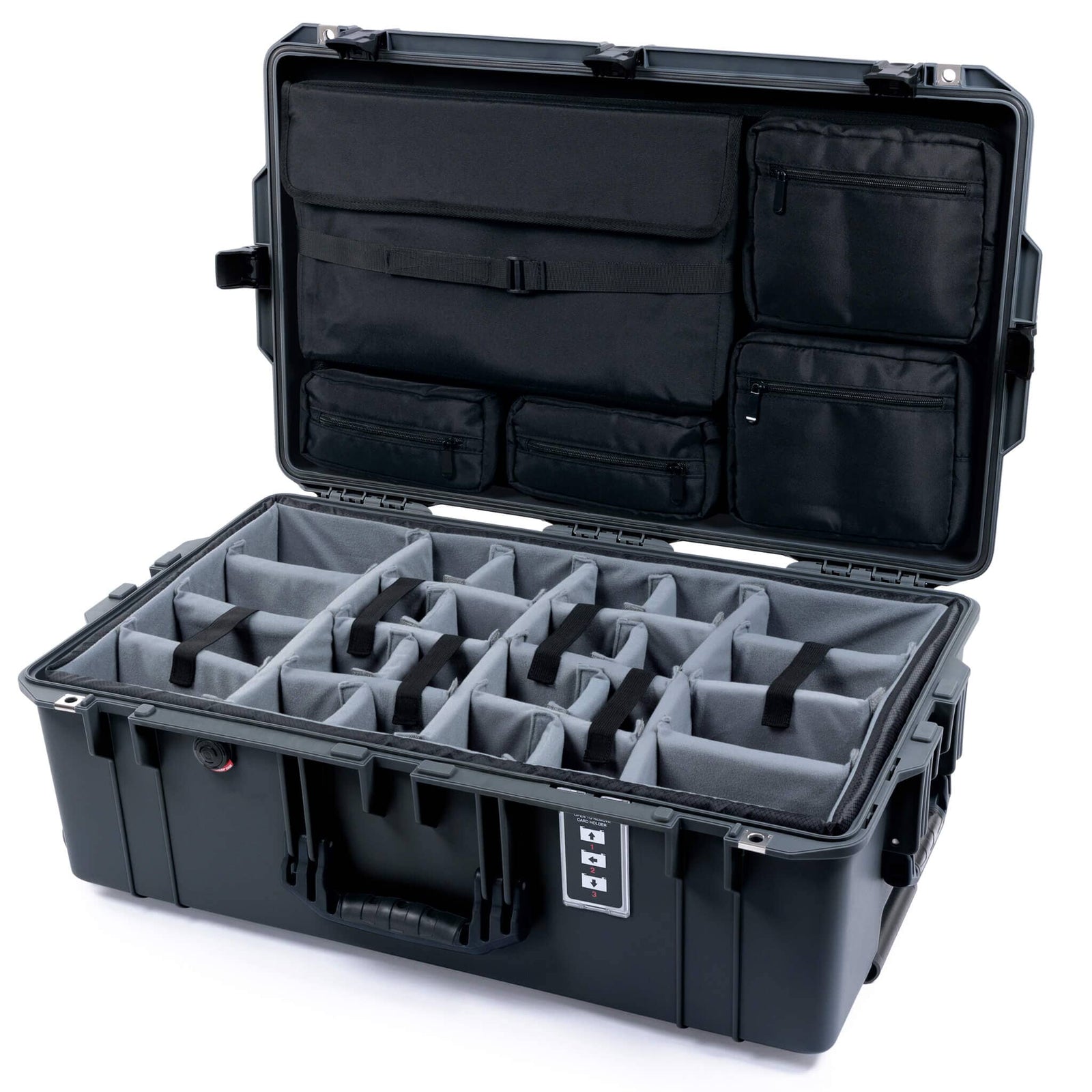Pelican 1595 Air Case - Charcoal & Black - Padded Microfiber Dividers / Computer Lid Pouch
