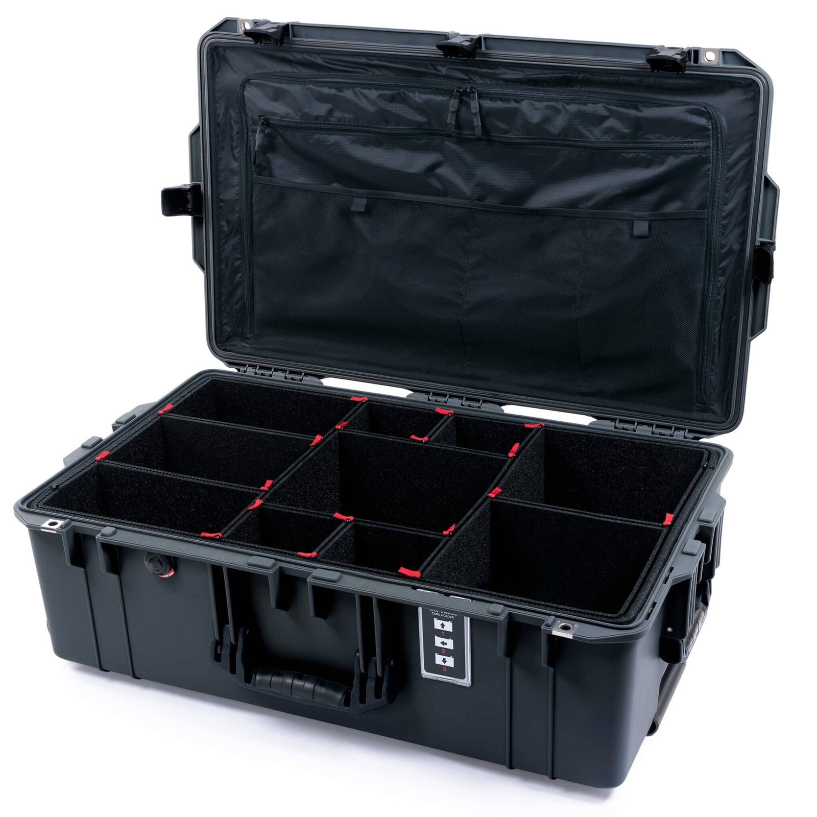 Pelican 1595 Air Case - Charcoal & Black - TrekPak Divider System / TRVL Lid Organizer