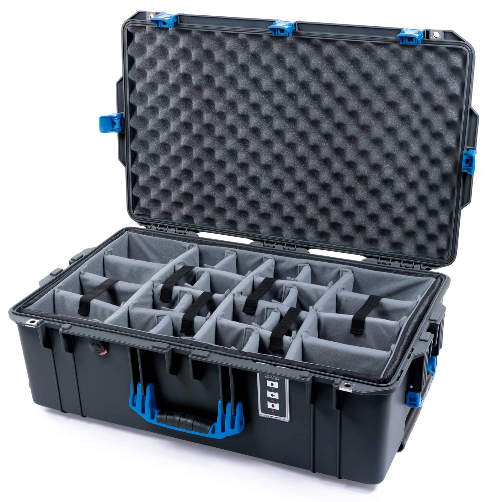 Pelican 1595 Air Case - Charcoal & Blue - Padded Microfiber Dividers / Convoluted Lid Foam