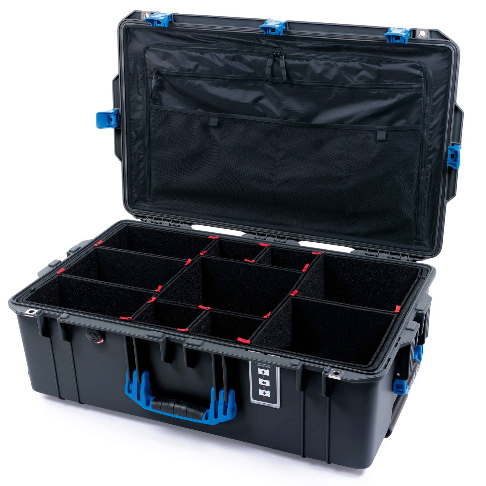 Pelican 1595 Air Case - Charcoal & Blue - TrekPak Divider System / TRVL Lid Organizer
