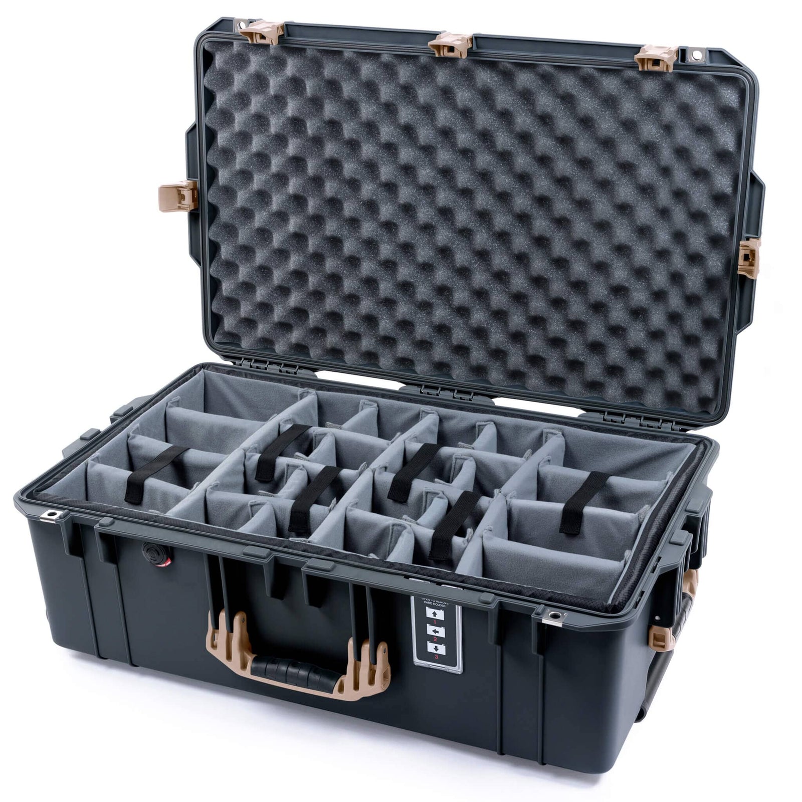 Pelican 1595 Air Case - Charcoal & Desert Tan - Padded Microfiber Dividers / Convoluted Lid Foam