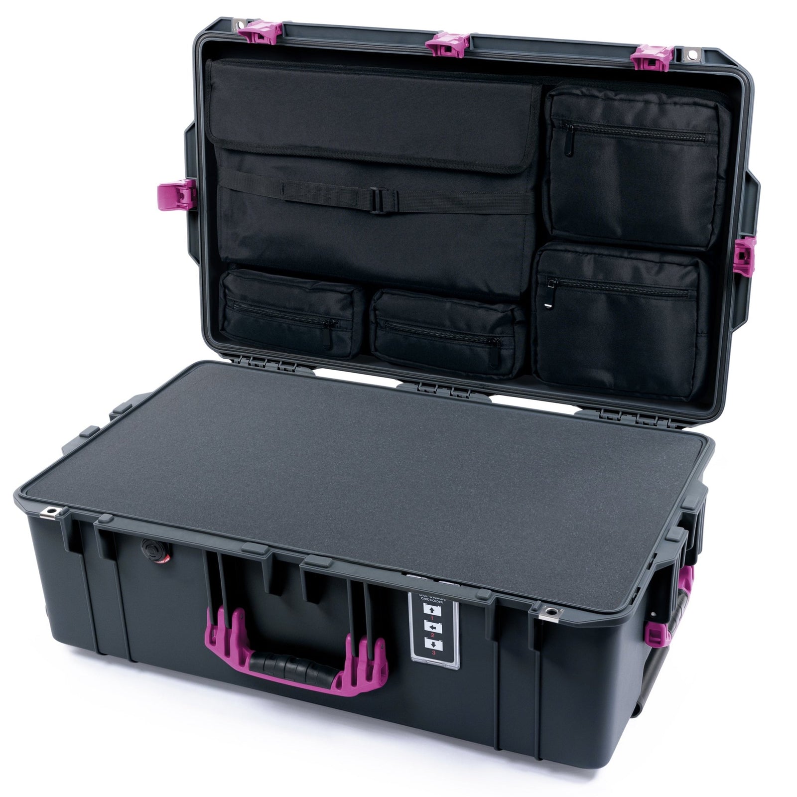 Pelican 1595 Air Case - Charcoal & Magenta - Pick & Pluck Foam / Computer Lid Pouch
