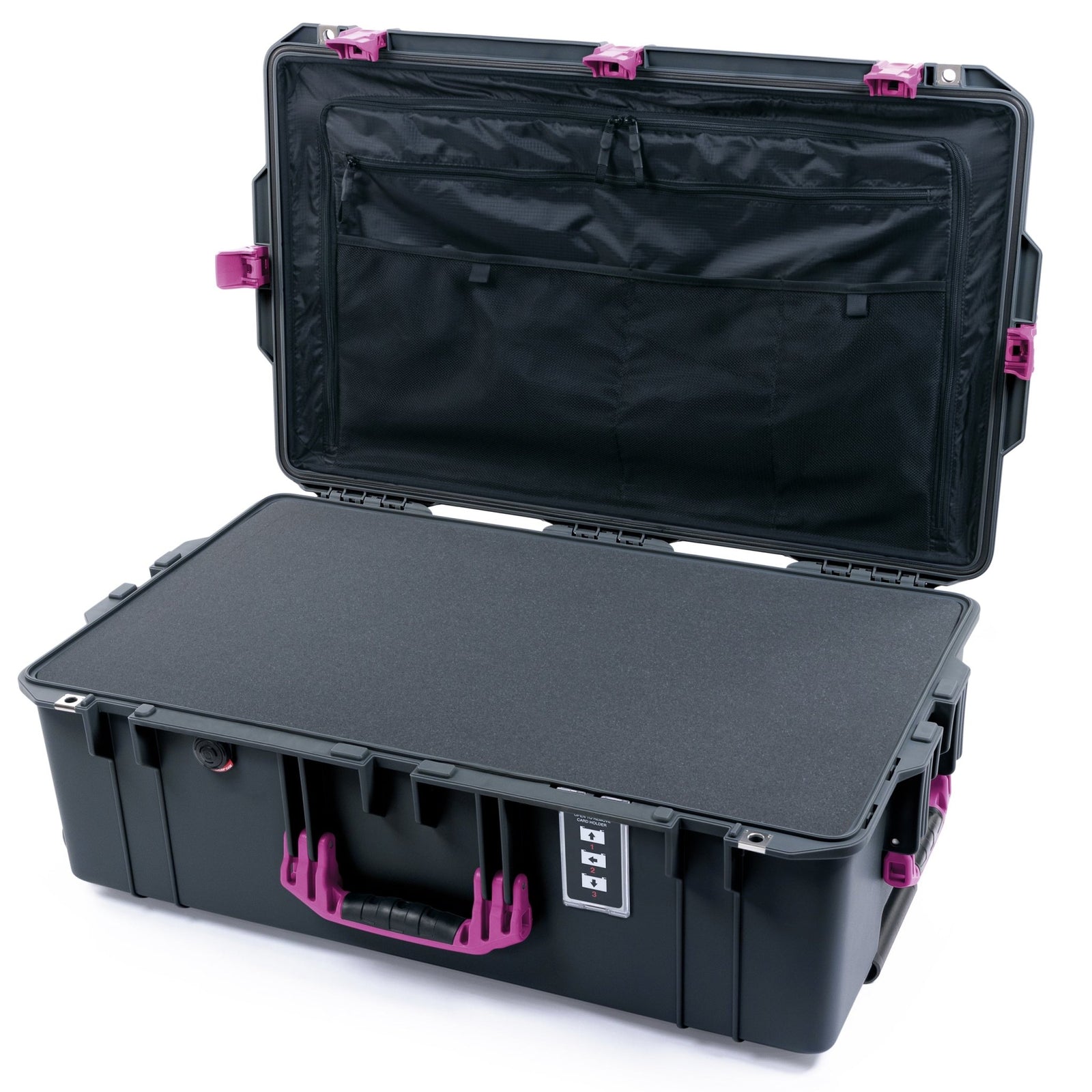 Pelican 1595 Air Case - Charcoal & Magenta - Pick & Pluck Foam / TRVL Lid Organizer