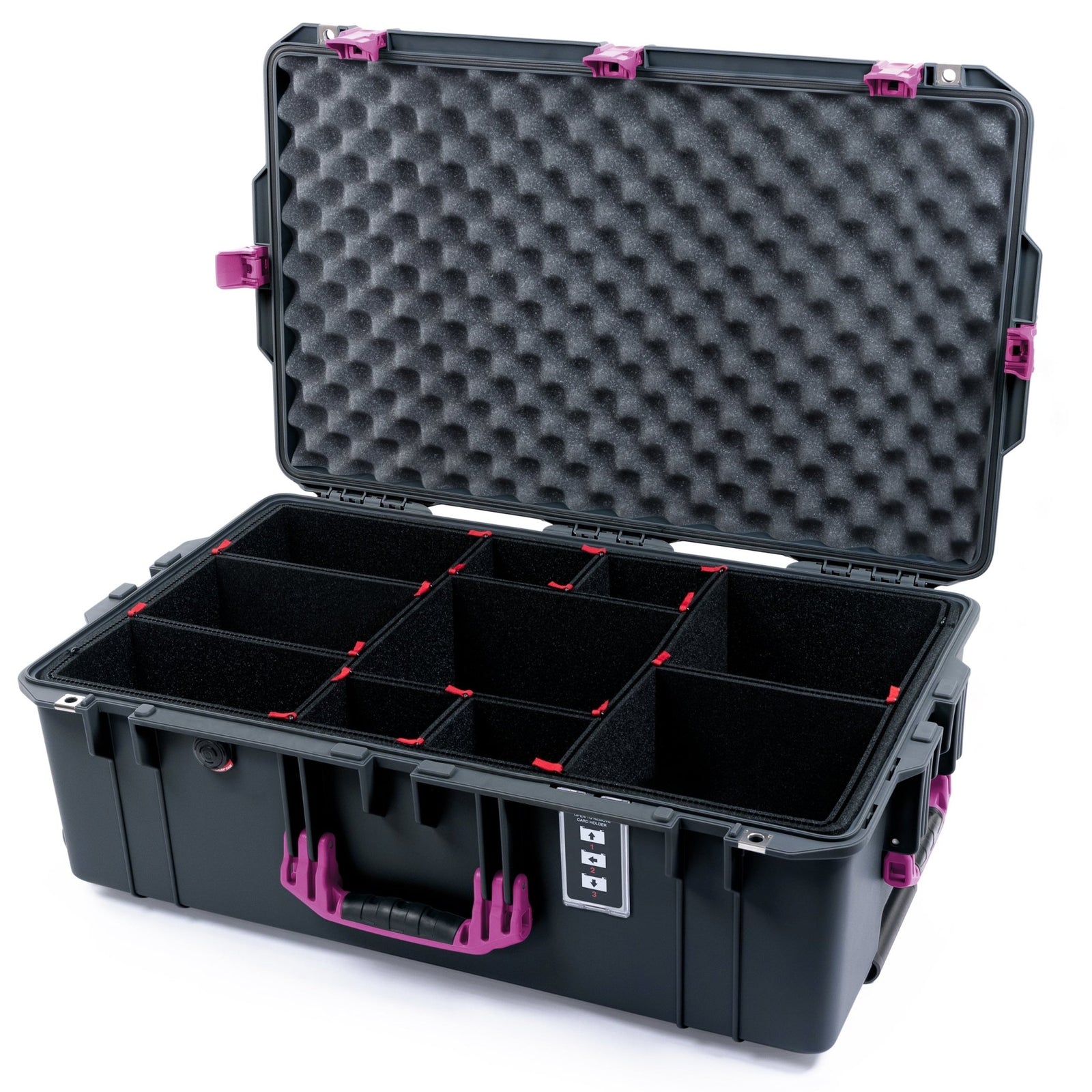 Pelican 1595 Air Case - Charcoal & Magenta - TrekPak Divider System / Lid Foam
