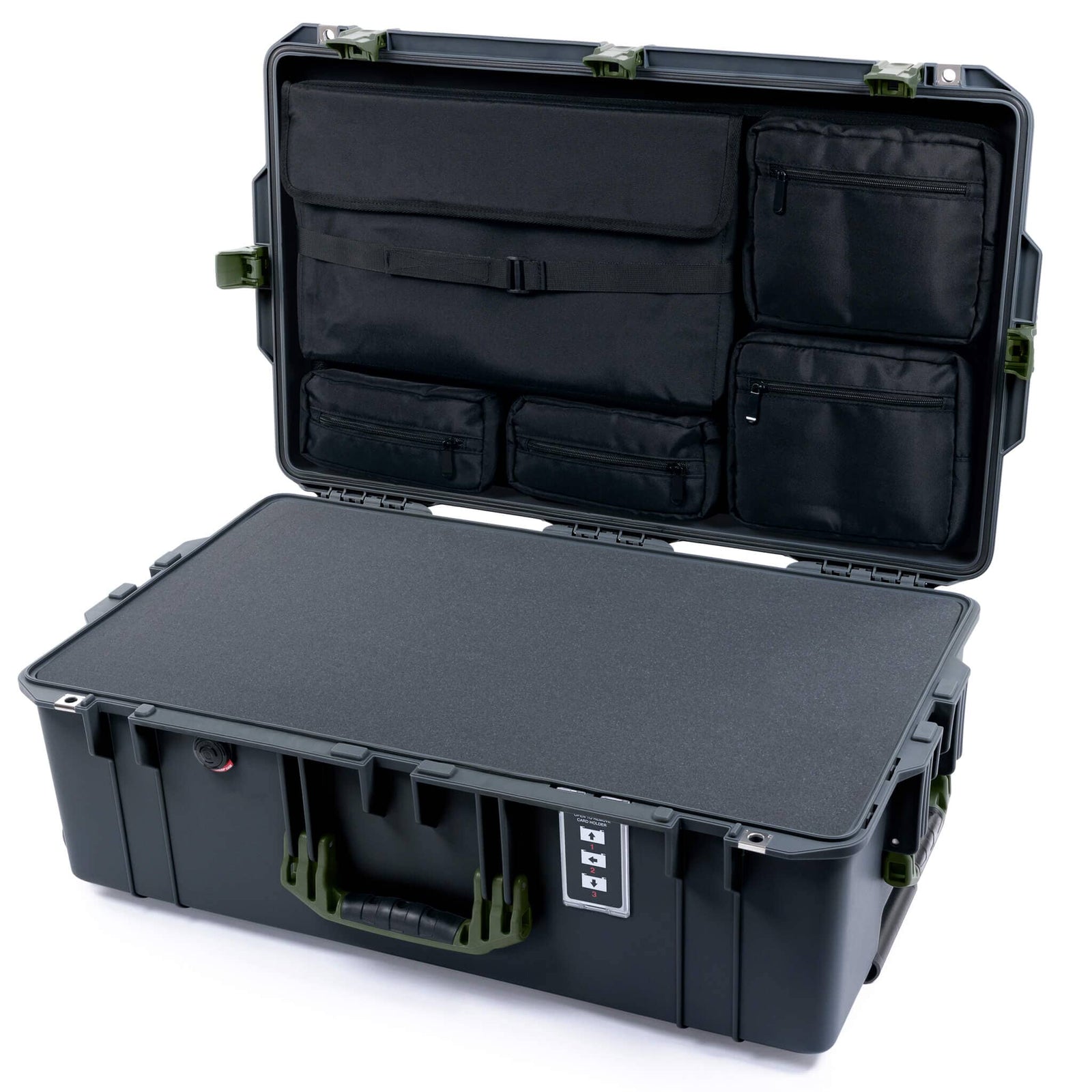 Pelican 1595 Air Case - Charcoal & OD Green - Pick & Pluck Foam / Computer Lid Pouch