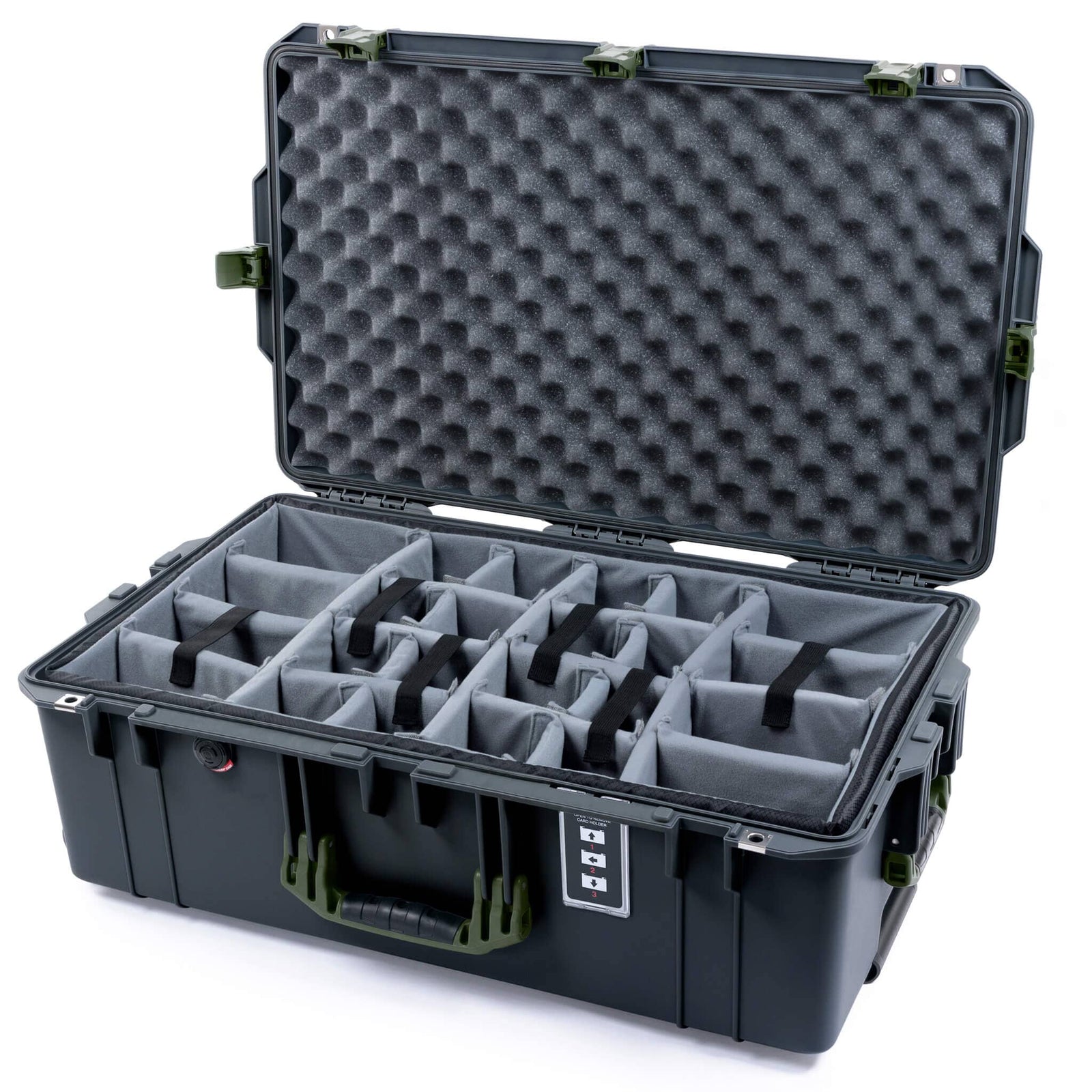 Pelican 1595 Air Case - Charcoal & OD Green - Padded Microfiber Dividers / Convoluted Lid Foam