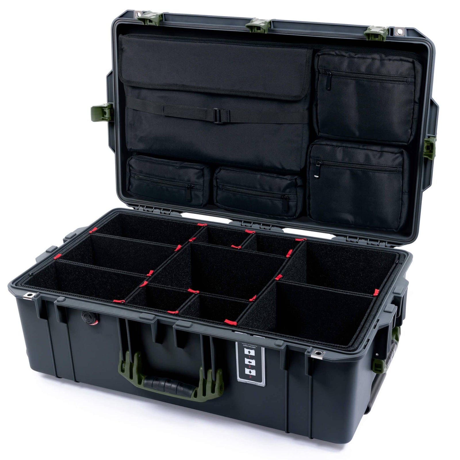 Pelican 1595 Air Case - Charcoal & OD Green - TrekPak Divider System / Computer Lid Pouch