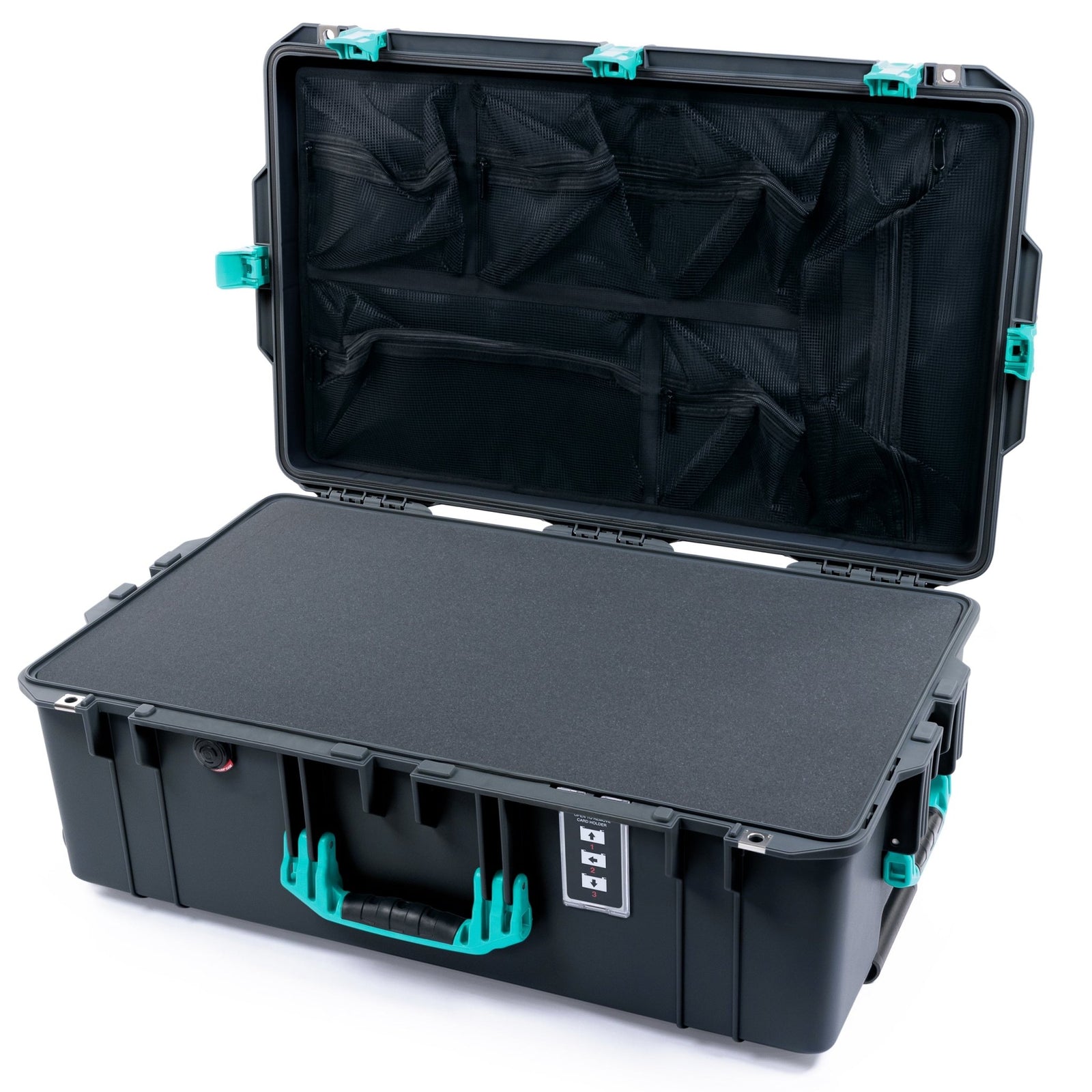 Pelican 1595 Air Case - Charcoal & Teal - Pick & Pluck Foam / Mesh Lid Organizer