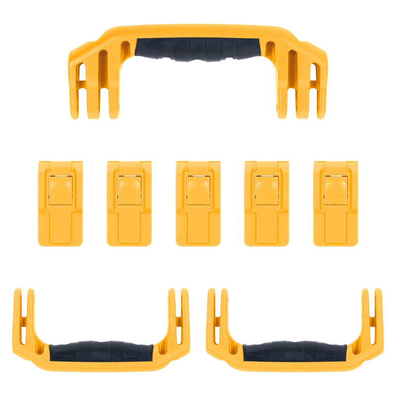 Pelican 1595 Air Replacement Handles & Latches, Yellow, Push-Button (Set of 3 Handles, 5 Latches) ColorCase 