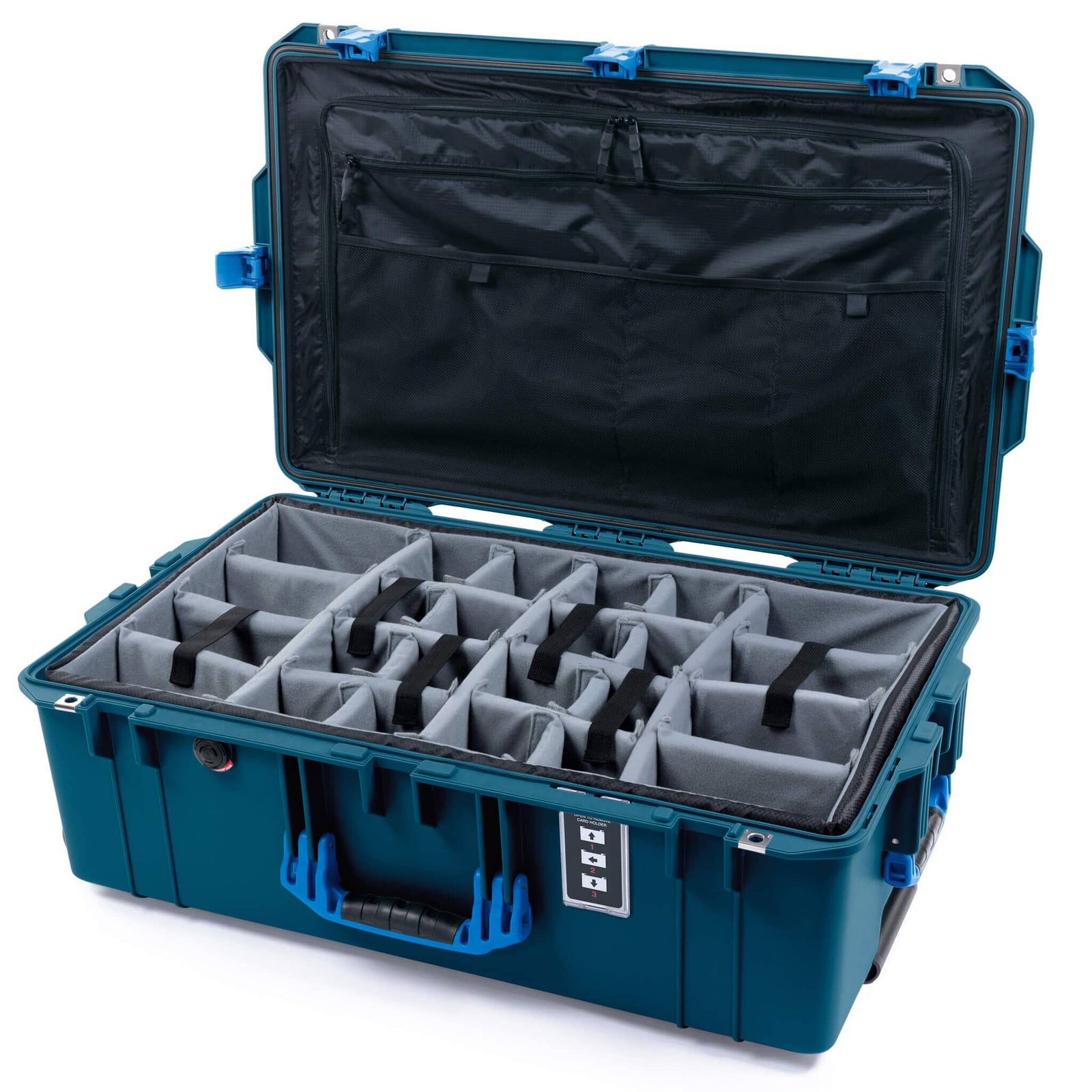 Pelican 1595 Air Case, Indigo with Blue Handles & Latches Gray Padded Microfiber Dividers with Combo-Pouch Lid Organizer ColorCase 015950-0370-500-121