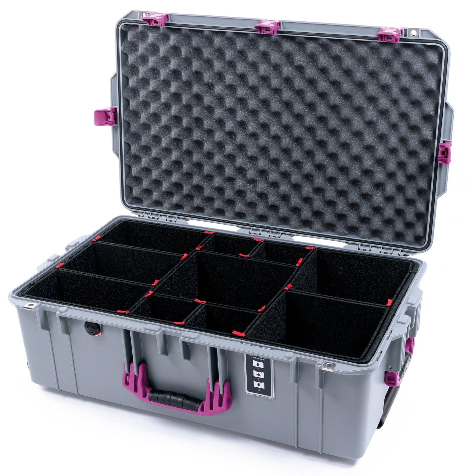 Pelican 1595 Air Case - Silver & Magenta - TrekPak Divider System / Lid Foam