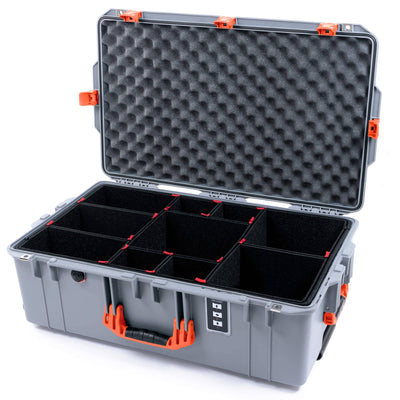 Pelican 1595 Air Case, Silver with Orange Handles & Push-Button Latches TrekPak Divider System with Convoluted Lid Foam ColorCase 015950-0020-180-150
