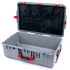 Pelican 1595 Air Case, Silver with Red Handles & Push-Button Latches Mesh Lid Organizer Only ColorCase 015950-0100-180-321