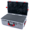 Pelican 1595 Air Case, Silver with Red Handles & Push-Button Latches Pick & Pluck Foam with Mesh Lid Organizer ColorCase 015950-0101-180-321
