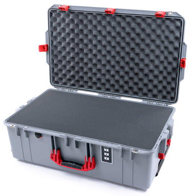 Pelican 1595 Air Case, Silver with Red Handles & Push-Button Latches Pick & Pluck Foam with Convoluted Lid Foam ColorCase 015950-0001-180-321