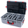 Pelican 1595 Air Case, Silver with Red Handles & Push-Button Latches Gray Padded Microfiber Dividers with Laptop Computer Lid Pouch ColorCase 015950-0270-180-321