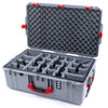 Pelican 1595 Air Case, Silver with Red Handles & Push-Button Latches Gray Padded Microfiber Dividers with Convoluted Lid Foam ColorCase 015950-0070-180-321