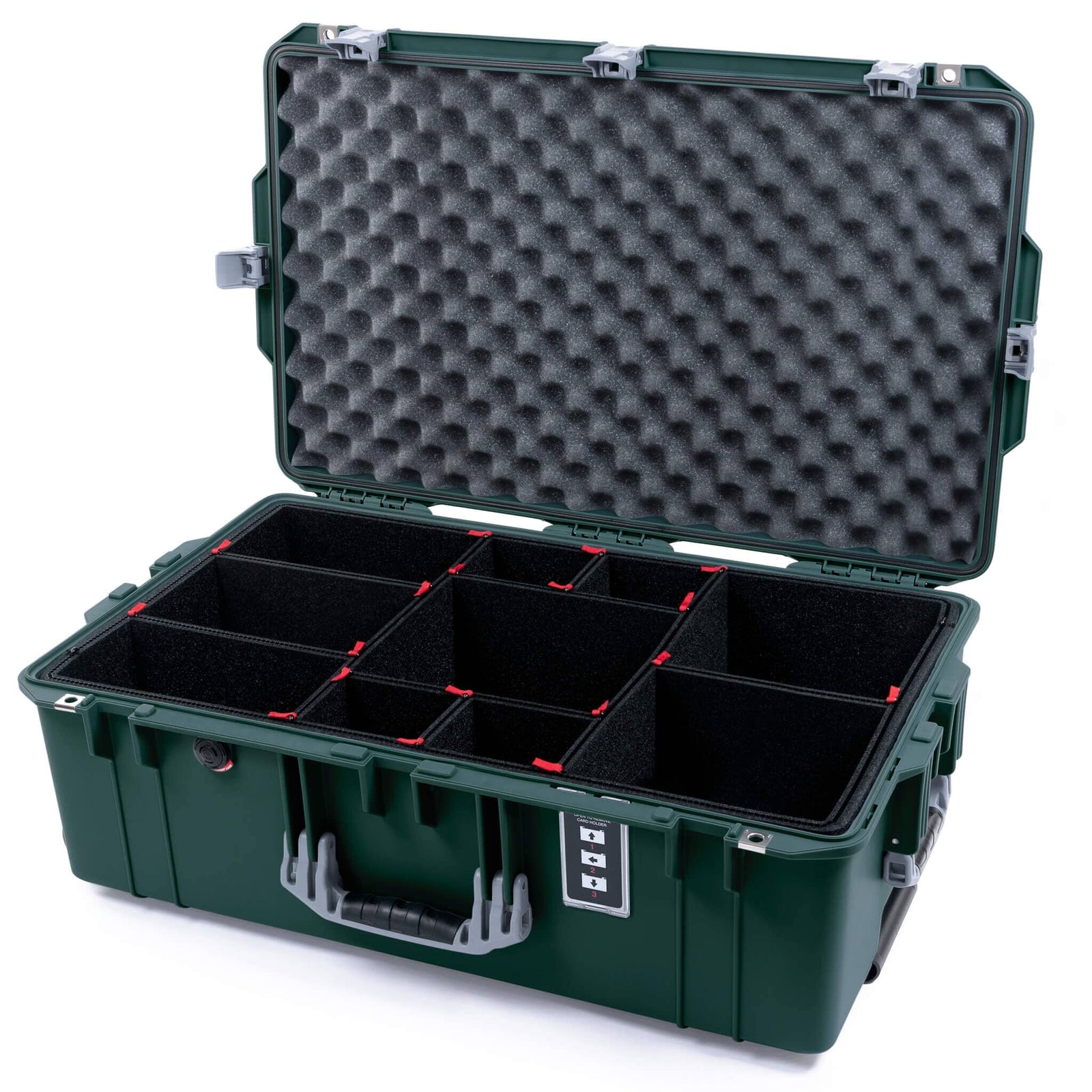 Pelican 1595 Air Case, Trekking Green with Silver Handles & Latches TrekPak Divider System with Convoluted Lid Foam ColorCase 015950-0020-560-181