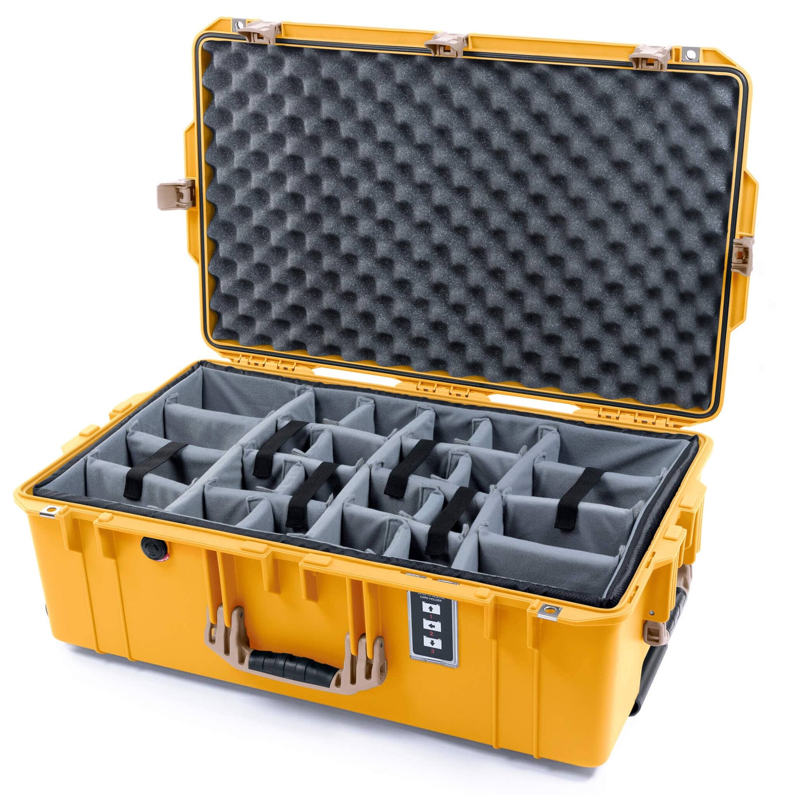Pelican 1595 Air Case - Yellow & Desert Tan - Padded Microfiber Dividers / Convoluted Lid Foam