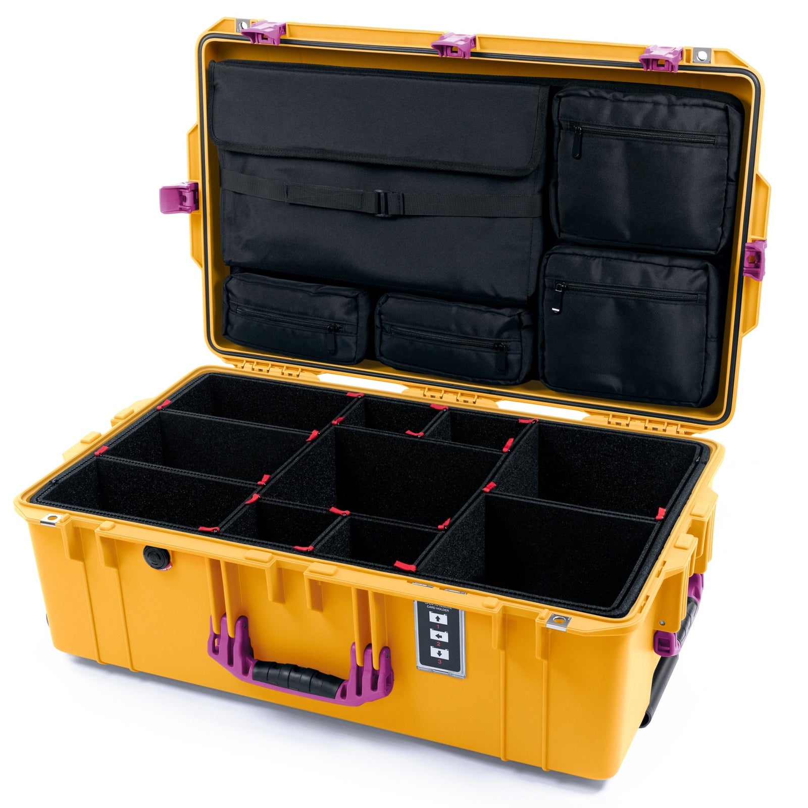 Pelican 1595 Air Case - Yellow & Magenta - TrekPak Divider System / Computer Lid Pouch