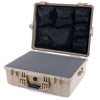 Pelican 1600 Case, Desert Tan Pick & Pluck Foam with Mesh Lid Organizer ColorCase 016000-0101-310-310