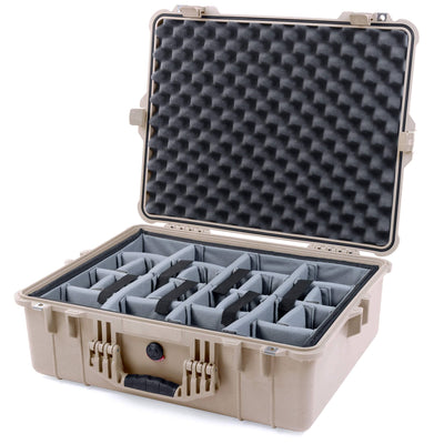 Pelican 1600 Case, Desert Tan Gray Padded Dividers with Convoluted Lid Foam ColorCase 016000-0070-310-310