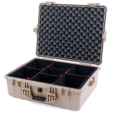 Pelican 1600 Case, Desert Tan TrekPak Divider System with Convoluted Lid Foam ColorCase 016000-0020-310-310