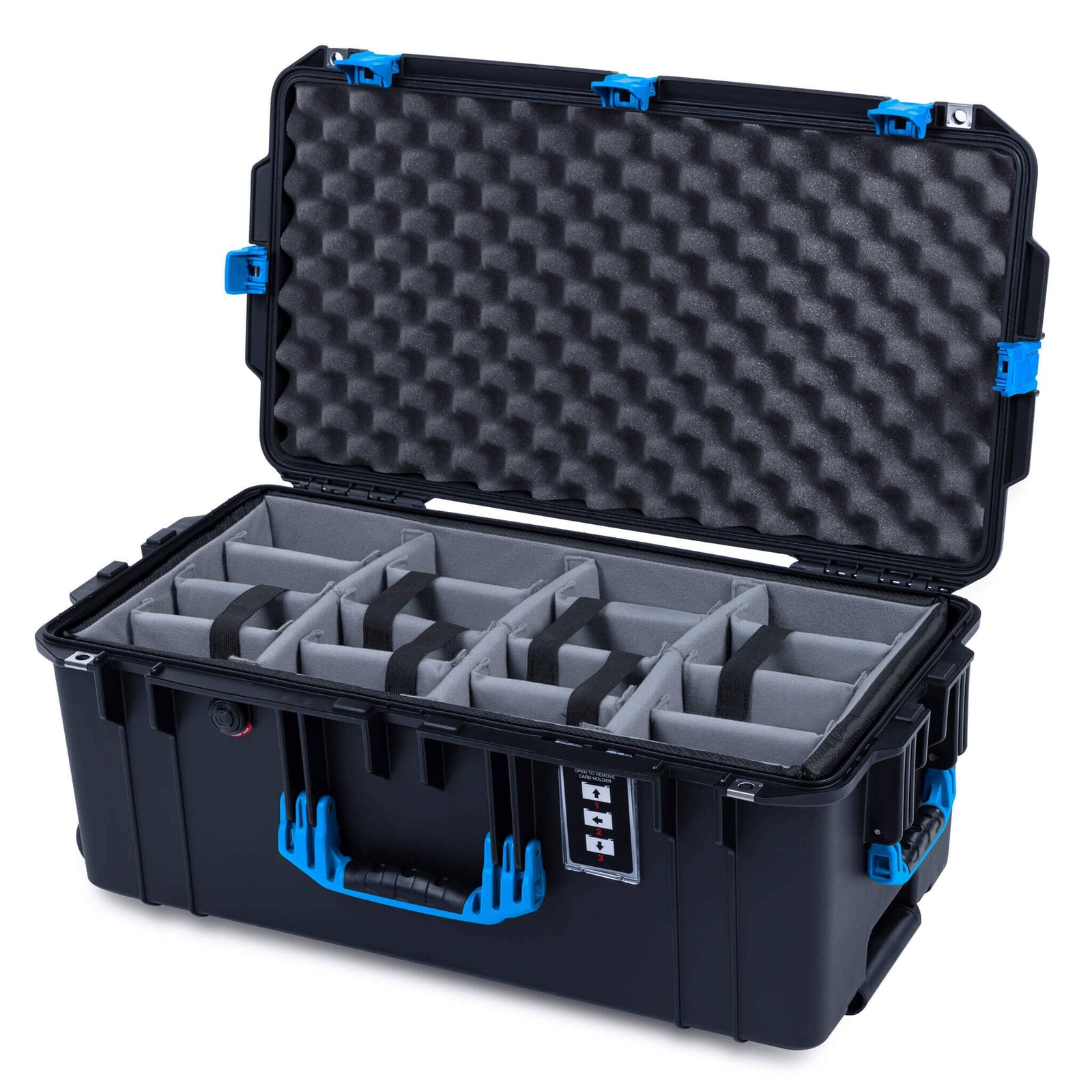 Pelican 1606 Air Case, Black with Blue Handles & Latches ColorCase