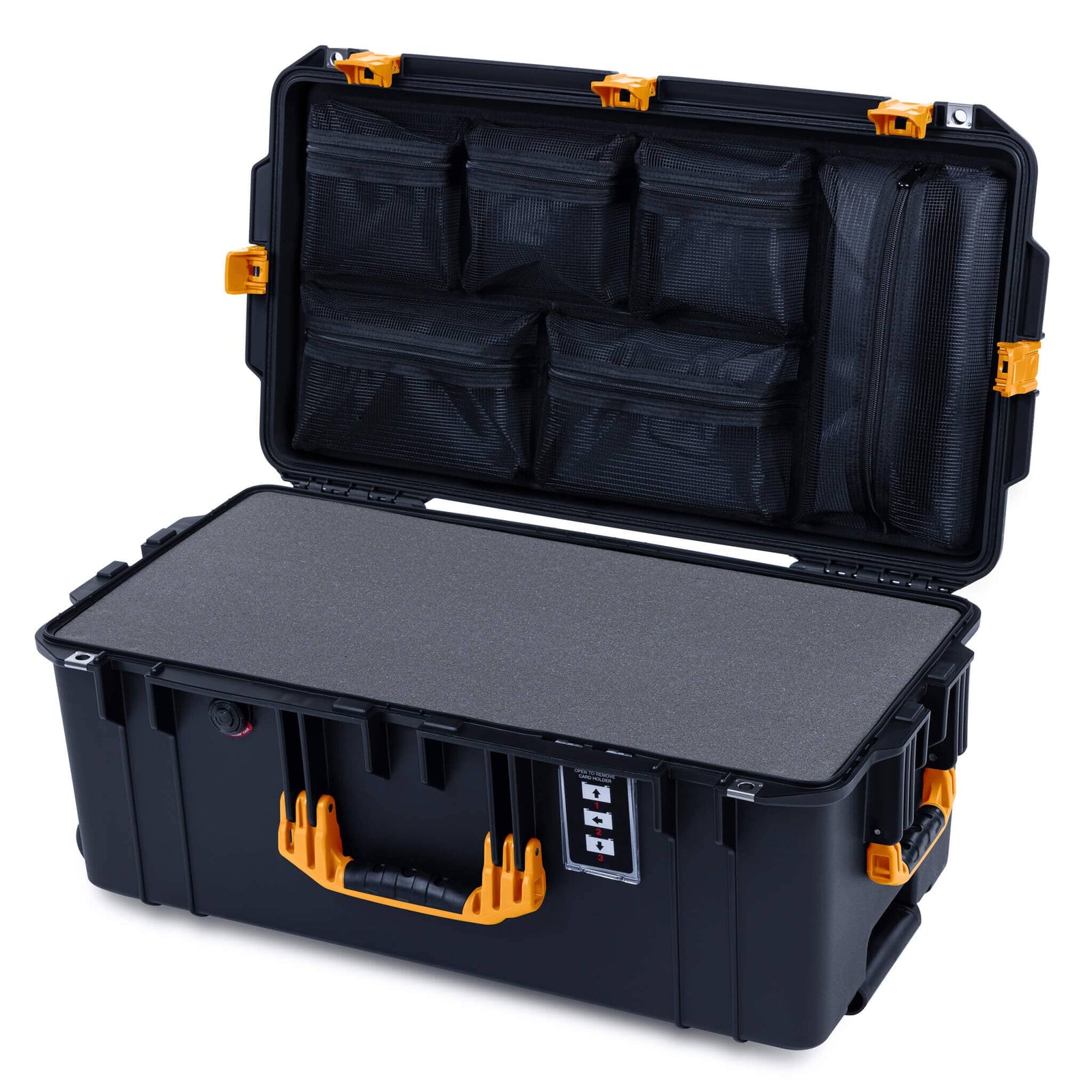 Pelican 1606 Air Case, Black with Yellow Handles & Latches ColorCase