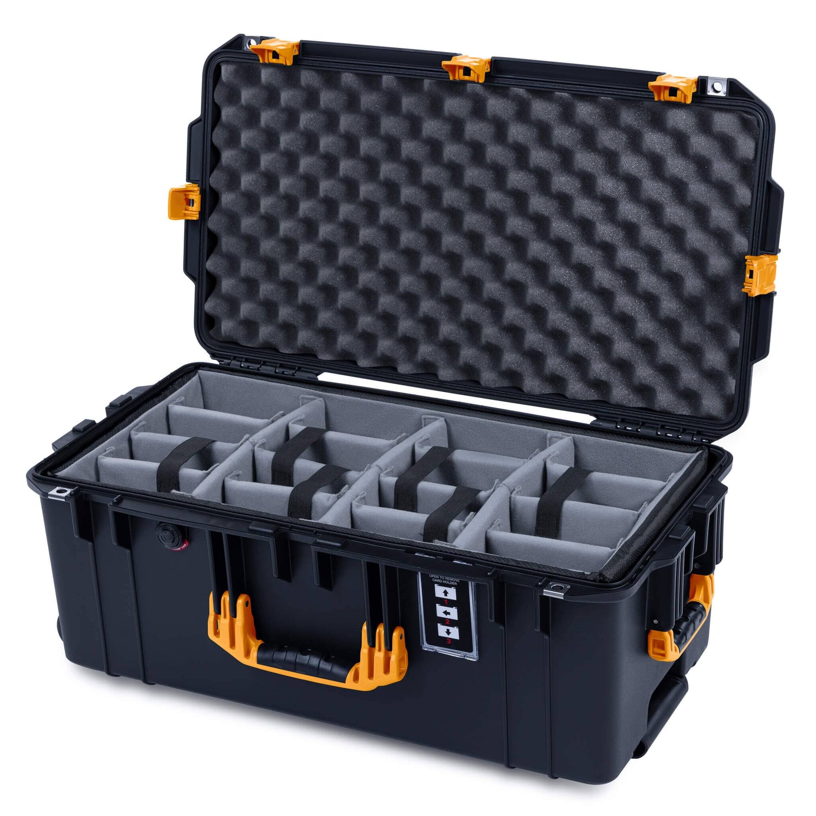 Pelican 1606 Air Case, Black with Yellow Handles & Latches ColorCase