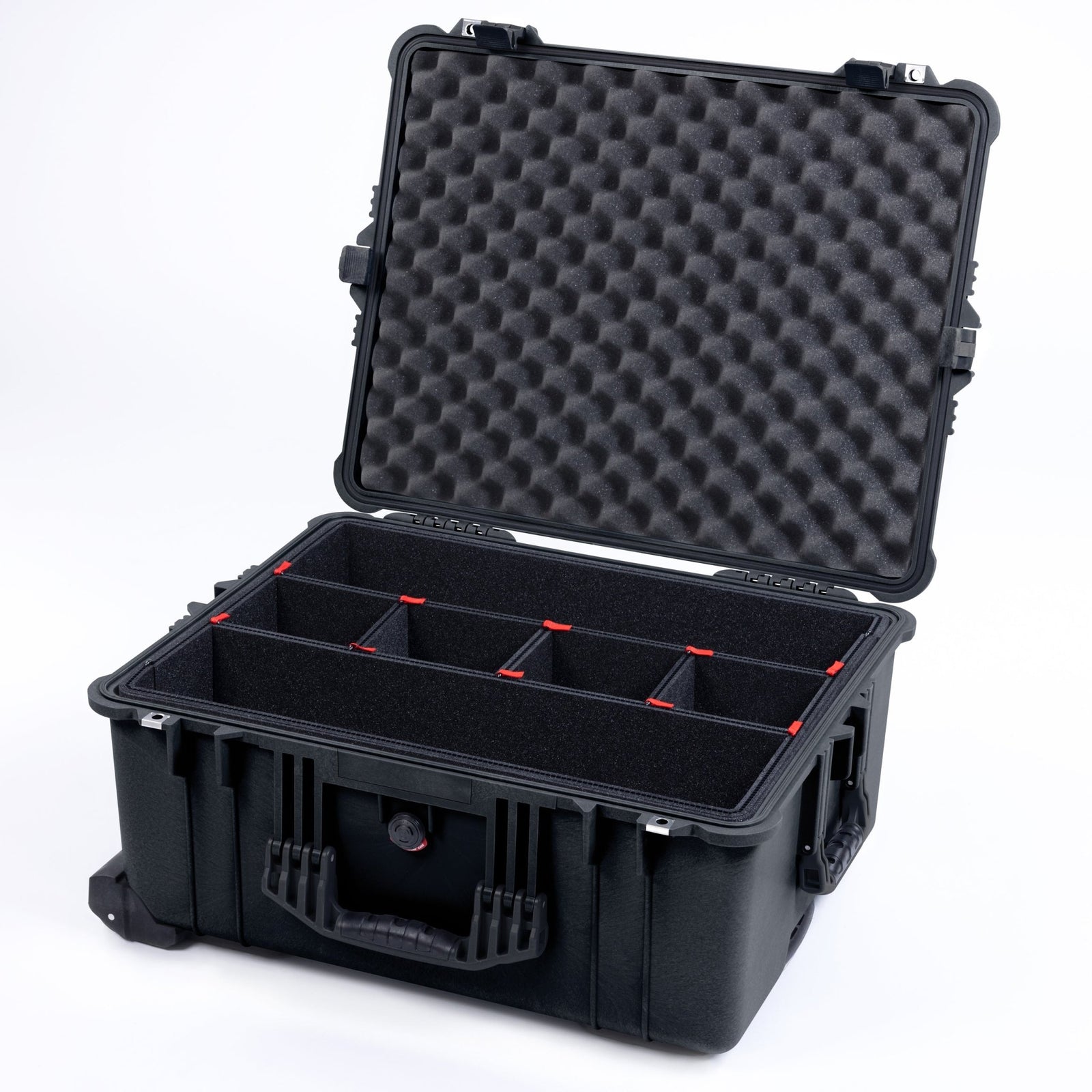 Pelican 1610 Case, Black - TrekPak Divider System / Convoluted Lid Foam