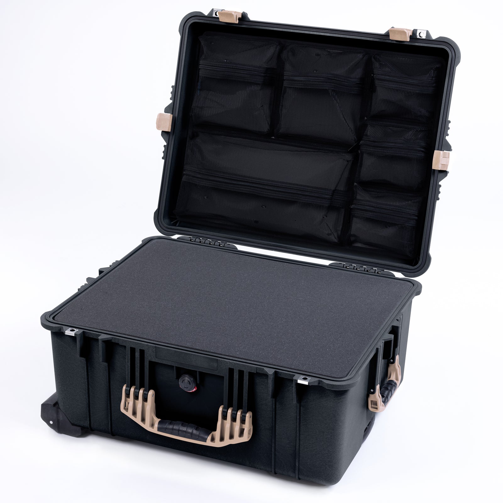 Pelican 1610 Case, Black with Desert Tan Handles and Latches