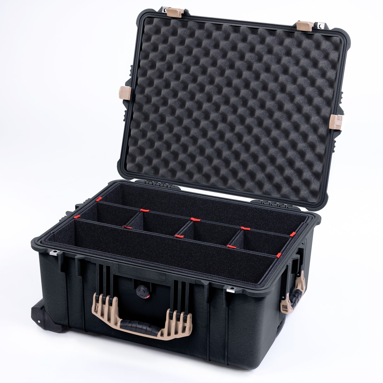 Pelican 1610 Case, Black with Desert Tan Handles and Latches
