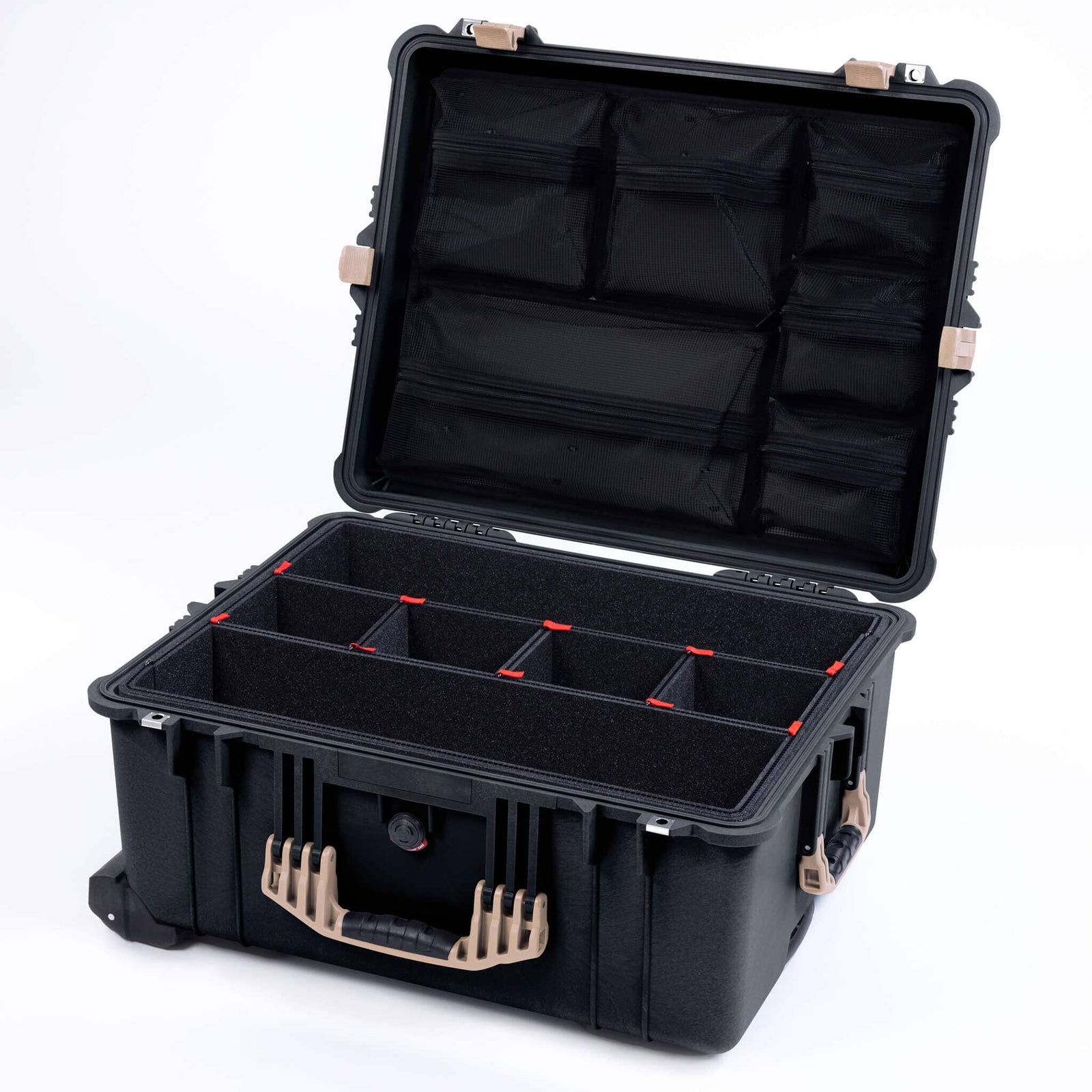 Pelican 1610 Case, Black with Desert Tan Handles and Latches ColorCase