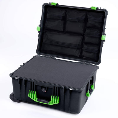 Pelican 1610 Case, Black with Lime Green Handles and Latches ColorCase