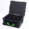 Pelican 1610 Case, Black with Lime Green Handles and Latches ColorCase