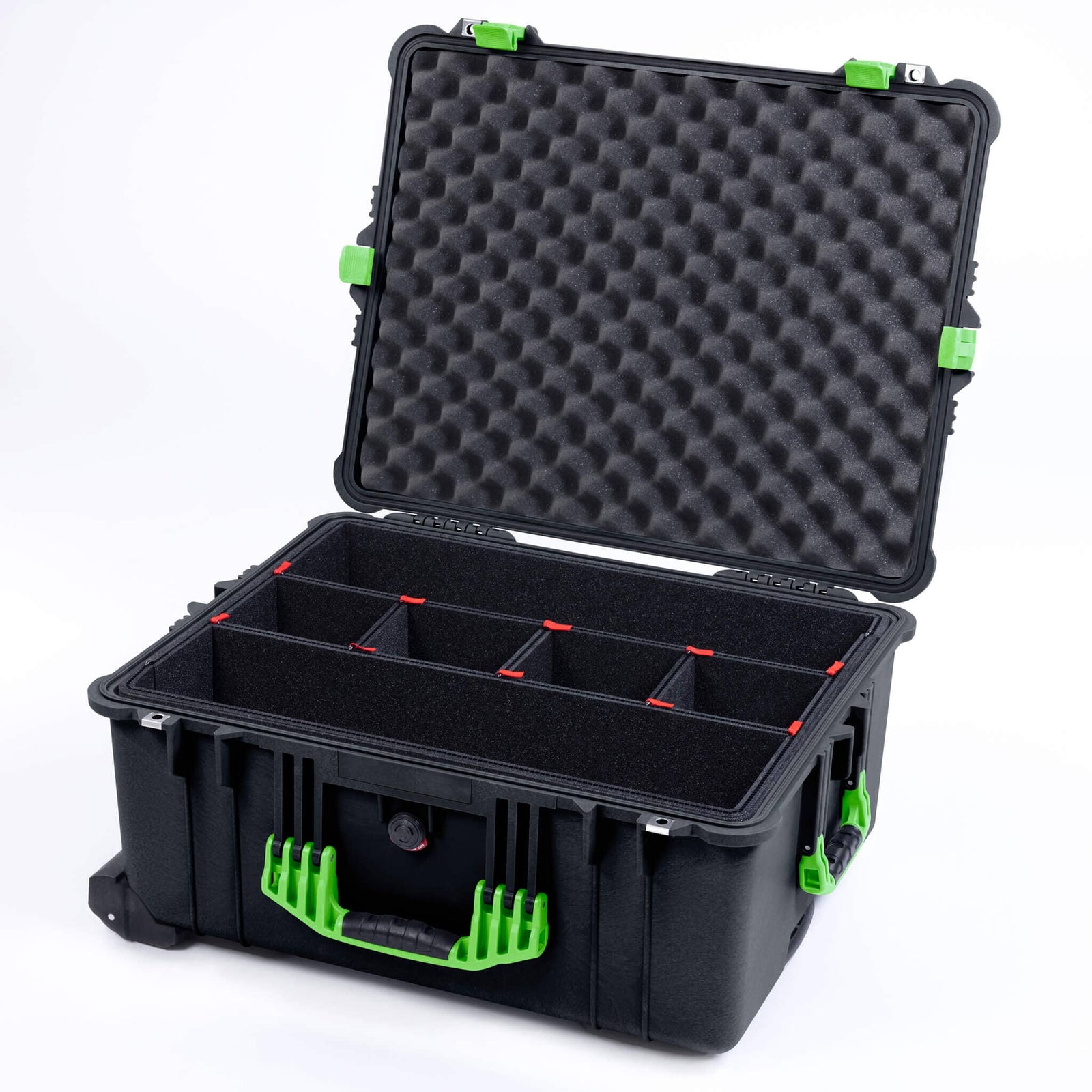 Pelican 1610 Case, Black with Lime Green Handles and Latches ColorCase