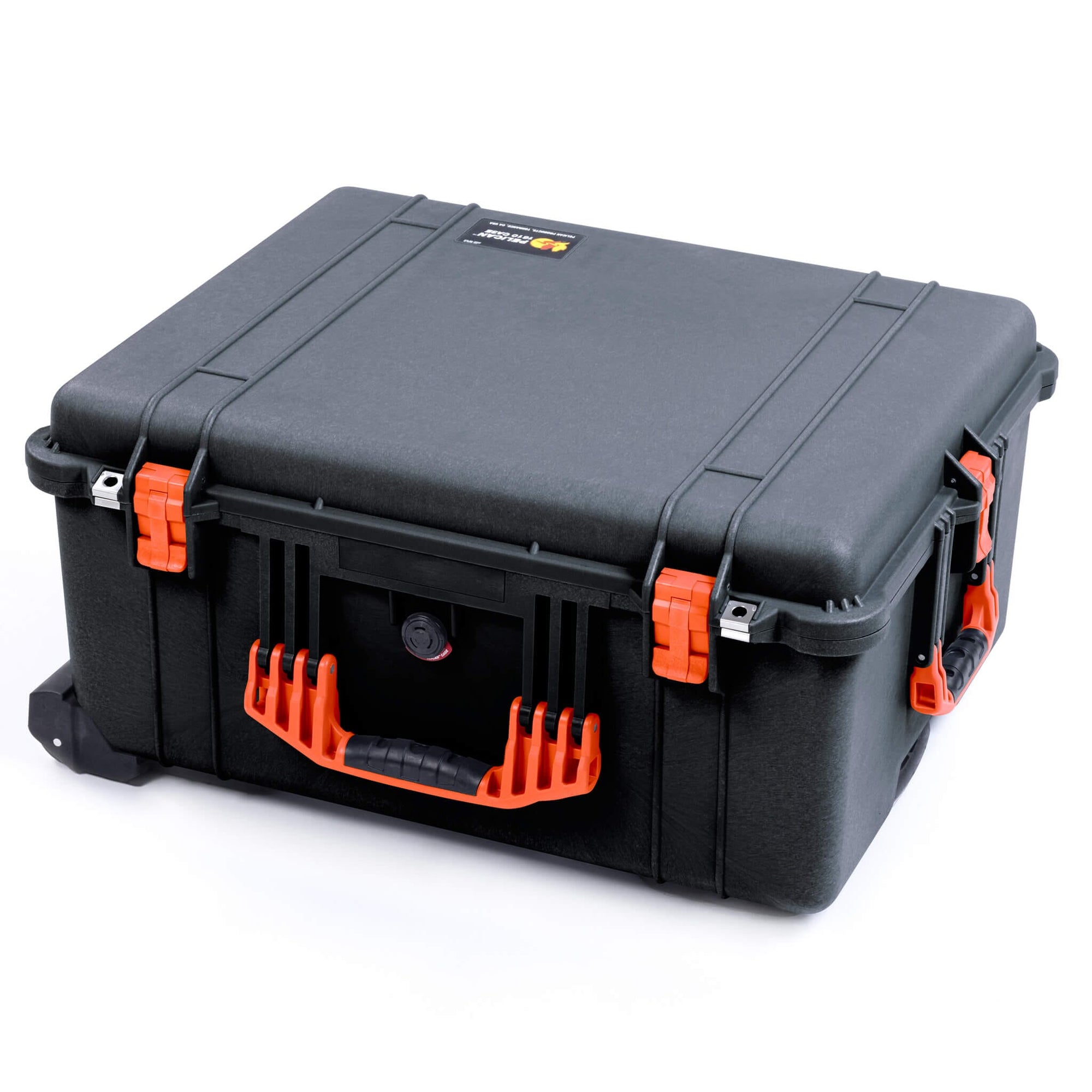 Pelican 1610 Case, Black with Orange Handles and Latches ColorCase 