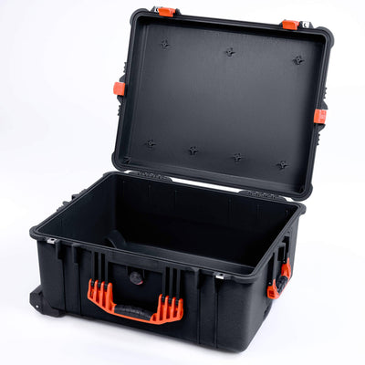 Pelican 1610 Case, Black with Orange Handles and Latches ColorCase