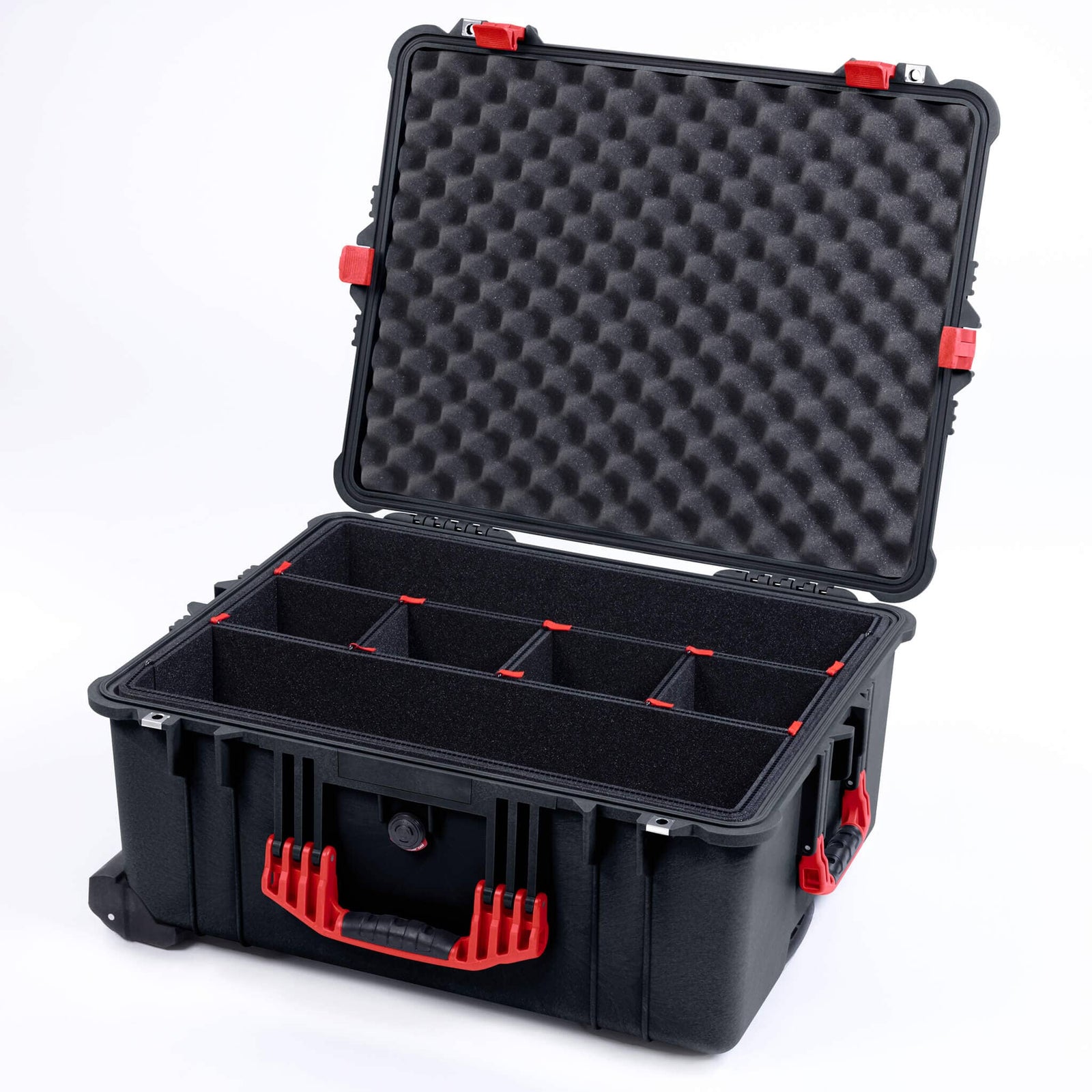 Pelican 1610 Case, Black with Red Handles and Latches ColorCase