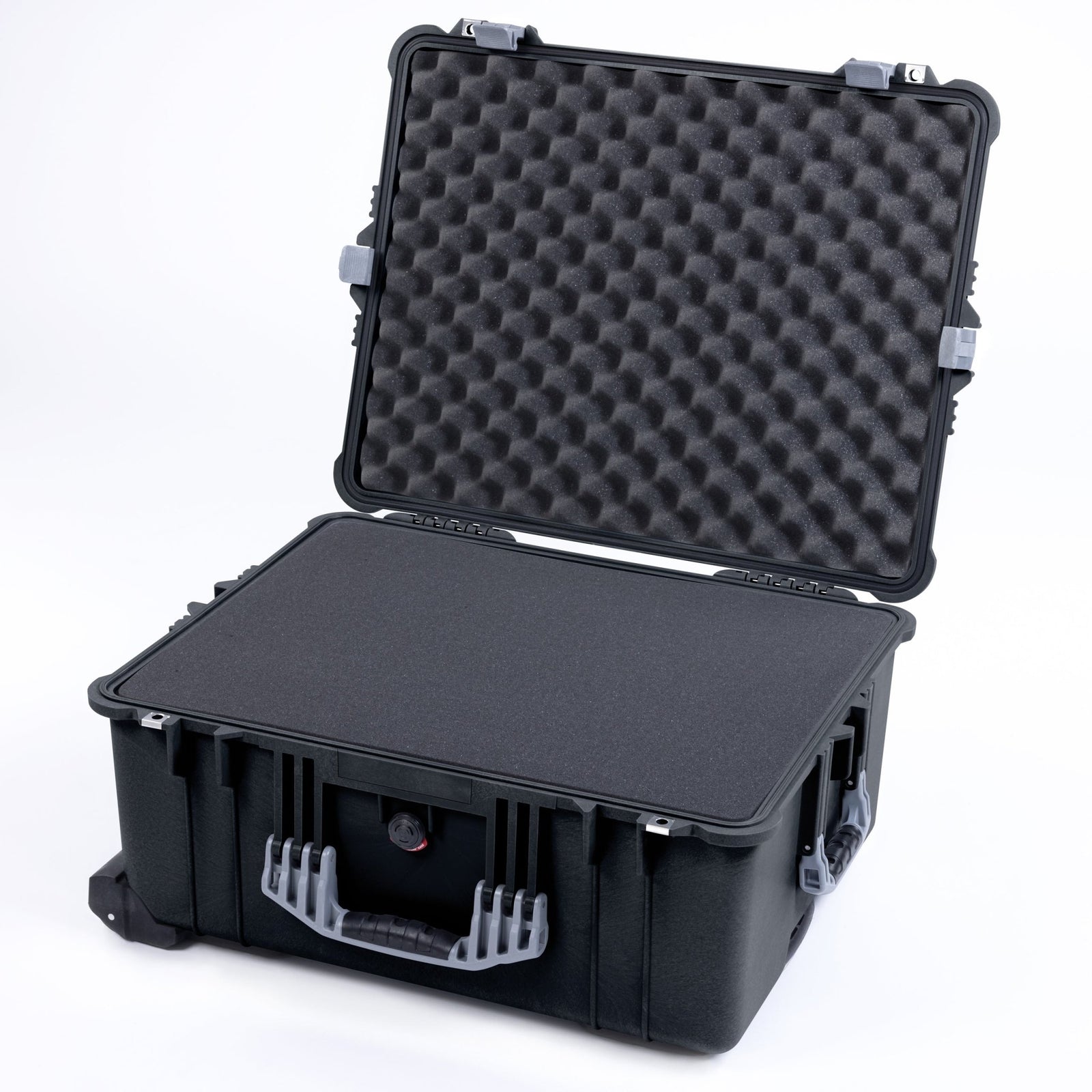 Pelican 1610 Case, Black with Silver Handles and Latches - Pick & Pluck Foam / Lid Foam